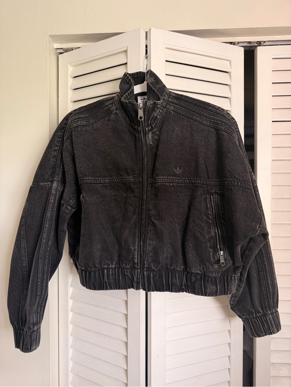 adidas Originals Black Washed Denim-Style Zip Jacket